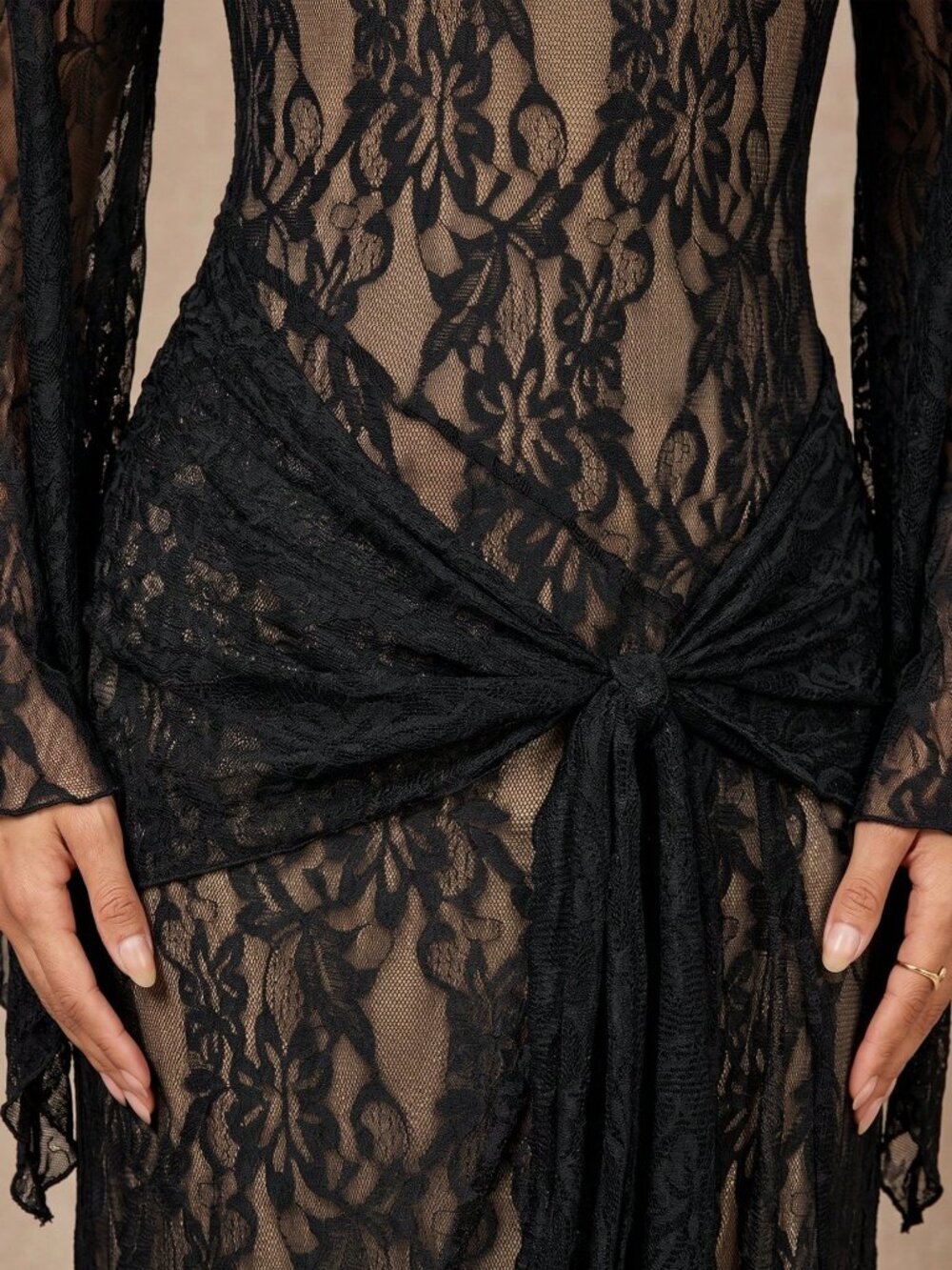 Black Elegant Women's A-line Dress - Picture 5 of 9